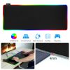 Large LED Gaming Mouse Pad RGB Computer Keyboard Mouse Mat w/ 10 Light Modes Non-Slip Rubber Base for Game Office