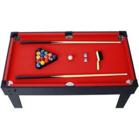 5-in-1 Multi-Game Table-Billards, Push Hockey, Foosball, Ping Pong, and Basketball black/red
