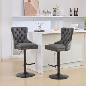 A & A Furniture Aged and Retro PU Swivel Barstools Adjustable Seat Height 26-33 Inches