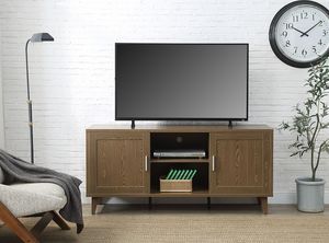 Bridgevine Home Briggs Modern 60 Inch TV Stand for TVs up to 65 inches, Classic Walnut Finish