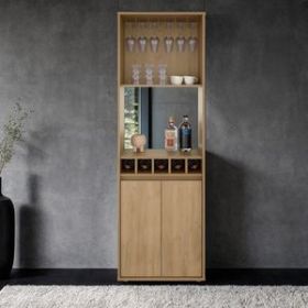 Dallas Bar Double Door Cabinet, Five Built-in Wine Rack, Two Shelves, Two Interior Shelves
