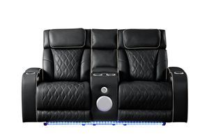 Fortuner Modern Style Upholstery Recliner Loveseat Made with Wood & Massage Function Included-Black