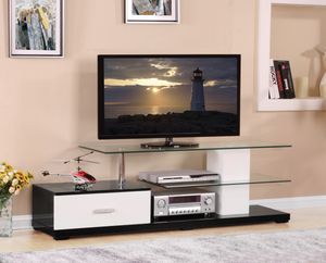 Ivana White & Black Finish TV Stand