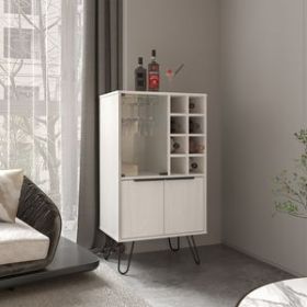 Lutak Bar Cabinet with 2 Doors, 9 Shelves, and 1 Glass Panel