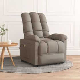 Massage Recliner Taupe Polyester Medium Adjustable Headrests