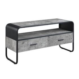Raziela Concrete Gray & Black Finish TV Stand