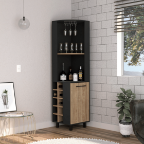 Morocco Corner Bar Single Door Cabinet Two Shelves, Ten Built-in Wine Rack, Two Interior Shelves