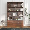 70.87" Tall Bookshelf with 10 Cubes and 3 Doors, 4-Tier Bookshelf, Open Shelf Bookcase with Cabinet, Modern Cube Storage Organizer for Living Room