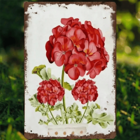 CIFbuy Elegant Vintage Geranium Floral Metal Sign for Bar Office Garage (TikTok, temu pick-up service)