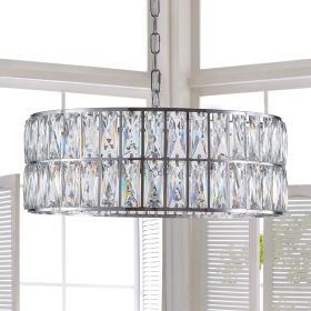 (W1340P189448/L5025-450-C) Crystal Chandeliers,5-Tier Round Semi Flush Mount Chandelier Light Fixture