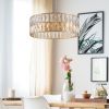 18" Golden Modern Crystal Drum Chandelier, 6-Light Pendant Lighting Fixture with Metal Frame for Living Room, Dining Room