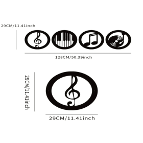 CIFbuy Vintage Music Themed 4 Piece Wall Art Decor Set Elegant Black iron Frame Gift for Music Lovers (TikTok, temu pick-up service)