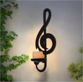 Candle Sconces Wall Musical Note Sconces Decor Wall Mounted Metal Candle Holders with Foldable Tray ZAYHENYOO (1, L-A)