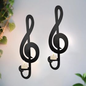 Candle Sconces Set of 2 Wall Musical Note Sconces Decor Wall Mounted Metal Candle Holders with Foldable Tray ZAYHENYOO (2, L-A)