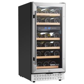 Wine Cooler, 28 Bottle Dual Zone Wine Fridge, Mini Wine Cooler Refrigerator with Glass Door, Adjustable Shelves, Digital Temperature Control