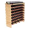 VEVOR 72 Bottle Stackable Modular Wine Rack, 8-Tier Solid Bamboo Wood Storage Racks, Floor Freestanding Wines Holder Display Shelf