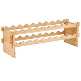 VEVOR 18 Bottle Stackable Modular Wine Rack, 2-Tier Solid Bamboo Wood Storage Racks, Floor Freestanding Wines Holder Display Shelf