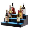 VEVOR LED Lighted Liquor Bottle Display, 3 Tiers 16 Inch Commercial Illuminated Home Bar Shelf, 3 Steps Whiskey Rack Stand