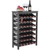 VEVOR 42 Bottle Modular Wine Rack, 7-Tier Solid Bamboo Wood Storage Racks with Table Top, Floor Freestanding Wines Holder Display Shelf