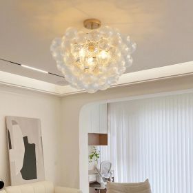 20-Inch Gold Ceiling Pendant Light with Threaded Clear Glass Globe Shade – Ideal for Living Room, Dining Room, Kitchen (Non Adjustable Height
