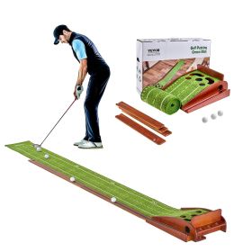VEVOR Golf Putting Mat, 5 Hole Indoor Golf Putting Green, Wrinkle-Free Golf Training Aid, Mini Golf Set with Auto-Ball Return, Alignment Guide, 3 Ball