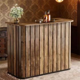 Home bar table, farmhouse bar table, with double layered shelf and  U-shaped design