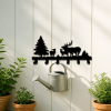 "Farmhouse Rustic Animal Coat Hook Rack – Wall-Mounted Tree Branch Design with Black Puppy