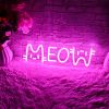 1 LED neon light, pink "meow meow" cat shaped wall decoration light, bright neon light with USB, suitable for decorating girls' bedrooms