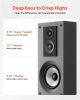 VEVOR Floorstanding Speakers Pair, 3-Way, Floor-Standing Tower Speakers with 0.75 in & 1 in Tweeter, Dual 5.25 in Woofers, 145W Peak Power