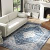 5x7 Area Rug, Vintage Washable Rug, Non-Slip Floor Carpet for Living Room, Bedroom, Dining Room, Blue