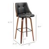 Bar Stools Set of 2 Counter Height Swivel PU Leather Tufted Back Footrest Black for Dining Room