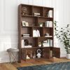 70.87" Tall Bookshelf with 10 Cubes and 3 Doors, 4-Tier Bookshelf, Open Shelf Bookcase with Cabinet, Modern Cube Storage Organizer for Living Room