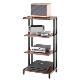 VEVOR 4-Tier AV Media Stand, Corner TV Stand, Height Adjustable Wooden Shelves for DVD Players/Cable Boxes/Games Consoles, Brown