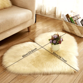 1pc Heart-Shaped Faux Sheepskin Area Rug - Soft and Plush Carpet for Home, Bedroom, Nursery, and Kid's Room - Perfect for Home Decor and Comfort (Color: Light yellow, size: 19.69*23.62inch)