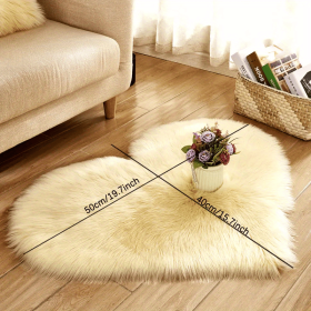 1pc Heart-Shaped Faux Sheepskin Area Rug - Soft and Plush Carpet for Home, Bedroom, Nursery, and Kid's Room - Perfect for Home Decor and Comfort (Color: Light yellow, size: 15.75*19.69inch)