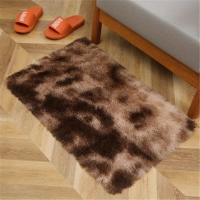 1pc, Plush Silk Fur Rug for Indoor Bedroom and Living Room - Soft and Luxurious Floor Mat (Color: Tie-dye Brown, size: 15.75*23.62inch)
