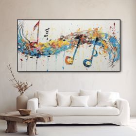 Handmade Oil Paintinf Original Beating Notes Oil On Canvas Hand Painted Musical Melody Painting Wall Artwork Singing Painting Modern Abstract Home Dec (Style: 01, size: 80x160cm)