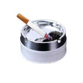 Rotating Sealed Desktop Ashtray with Lid for Household (Color: White, Type: Ashtrays)