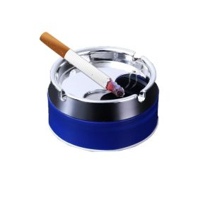 Rotating Sealed Desktop Ashtray with Lid for Household (Color: Blue, Type: Ashtrays)