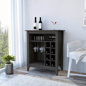 Mojito Bar Cabinet, Six Built-in Wine Rack, One Open Drawer, One Open Shelf (Color: Carbon Espresso)