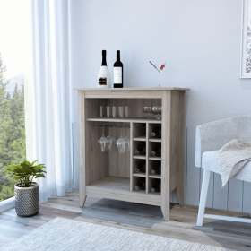 Mojito Bar Cabinet, Six Built-in Wine Rack, One Open Drawer, One Open Shelf (Color: Light Gray)