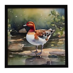 Redhead Duck Framed Metal Print Bathroom, Kitchen, Office, Home Decor Wall Art Ready to Hang, Square, 8X8 (Default: Default)