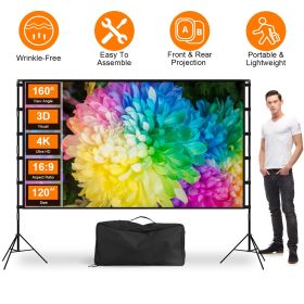 100inch/120inch Options Projector Screen with Stand 16:9 4K HD Rear Front Wrinkle-Free Portable And Foldable Movie Screen with Carry Bag For Indo (size: 120IN)