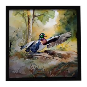 Wood Duck Framed Metal Print Bathroom, Kitchen, Office, Home Decor Wall Art Ready to Hang, Square, 8X8 (Default: Default)