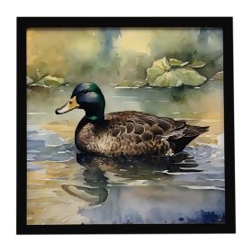American Black Duck Framed Metal Print Bathroom, Kitchen, Office, Home Decor Wall Art Ready to Hang, Square, 8X8 (Default: Default)
