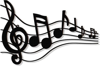 Music Notes Wall Decor Musical Art Decoration Vintage Treble Clef Wall Hanging Sign for Home Studio Living Room Bedroom Birthday Party (Color: Black)