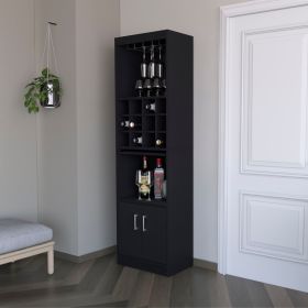 Lowa Bar Cabinet multistorage with wine storage (Color: Black)