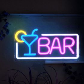 1pc LED Bar Neon Sign, USB & Batteries Powered Neon Light (Color: Pink&white)