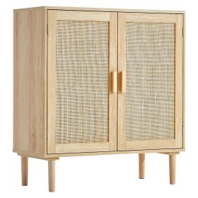 VEVOR Rattan Cabinet, Rattan Storage Cabinet 31.5inch with 2 Magnetic Doors and Adjustable Shelves, Sideboard Buffet Cabinet for Hallway, Entrywa (Color: Burlywood, size: 31.5 inch)