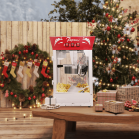 Commercial Popcorn MAKER Machine, 12 Ounce Kettle Stainless Steel Popcorn Maker with Tempered Glass, Warming Deck (Color: as Pic)